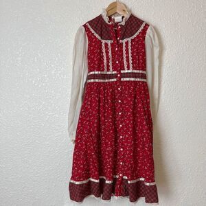 Gunne Sax Jessica McClintock Vintage 70s Button Down Kids Size 10